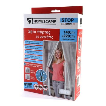 Home&Camp Σήτα Πόρτας με Μαγνήτες Λευκή 140x220cm