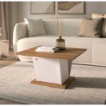 Atos τραπεζάκι σαλονιού τετράγωνο με αποθηκευτικό χώρο 69x69x38εκ. Helvezia Oak