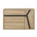 Alana συρταριέρα με 3 συρτάρια και 1 πόρτα 117x47x76εκ. Artisan oak / Black thread
