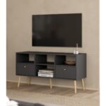 Bodo έπιπλο τηλεόρασης με 2 συρτάρια 117x39x60,8εκ. Γκρι