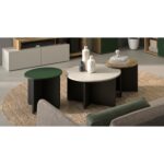 Craft σετ 3 τραπεζάκια σαλονιού 160x70x42/38εκ. Μαύρο / Artisan Oak / Πράσινο / Grege