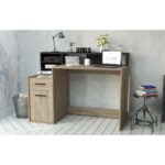 Delphi γραφείο με 1 συρτάρι και 1 πόρτα 127x60x94εκ. Kronbergh Oak / Sidewalk