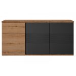 Otello μπουφές με 3 πόρτες και 1 συρτάρι 180x47x87εκ. Helvezia Oak / Μαύρο