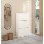 Shoes παπουτσοθήκη με 3 πτυσσόμενες πόρτες ( έως 18 ζευγάρια παπούτσια ) 70,3x24x123,6εκ. Λευκό