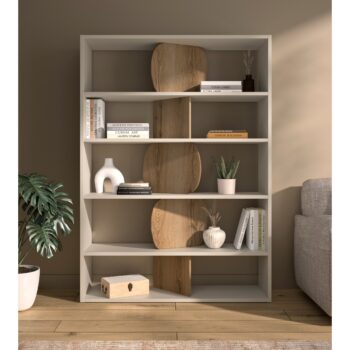Manosque βιβλιοθήκη με 4 ράφια 125x36x175εκ. Grege / Helvezia Oak