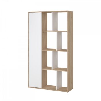 Maze βιβλιοθήκη με μία πόρτα 88,7x29,85x157,35εκ. Jackson Hickory / Λευκό γυαλιστερό
