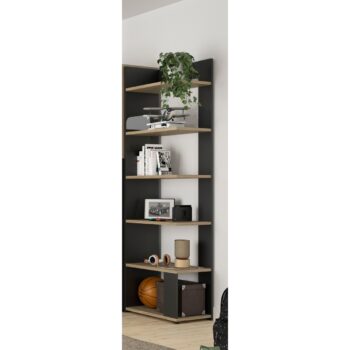 Nael βιβλιοθήκη 56x37x198εκ. Rookwood Oak / Μαύρο