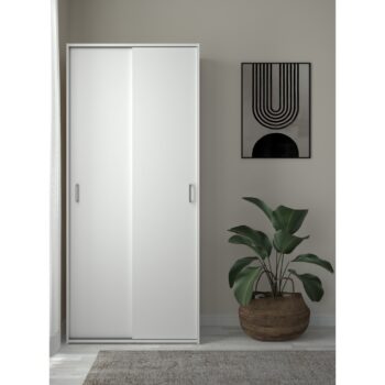 Space ντουλάπα με 2 συρόμενες πόρτες 77,6x48,25x175,4εκ. Λευκό