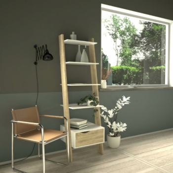 Oslo βιβλιοθήκη 55,1x48,1x180,4εκ. Oak / Λευκό